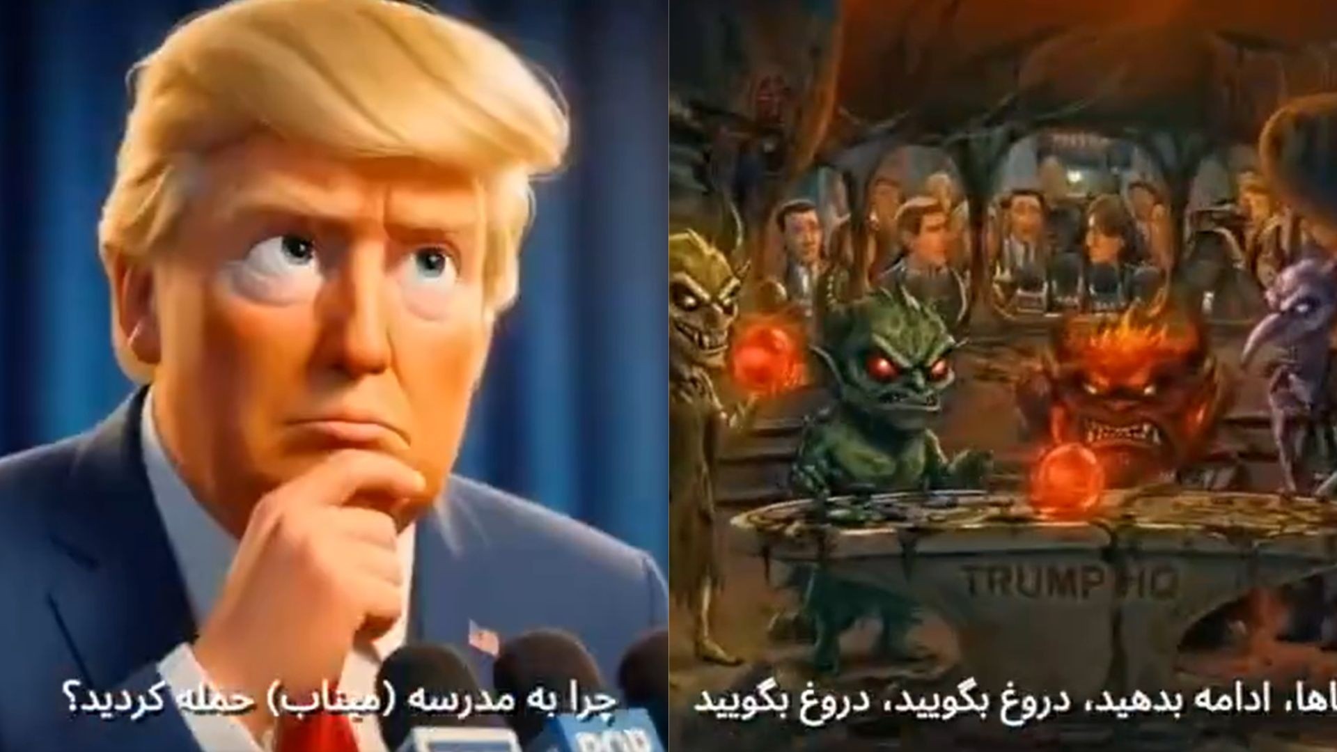Irã provoca Trump com vídeo de IA com 'divertidamentes do mal' e referências a Epstein e a ataque em escola iraniana; VEJA